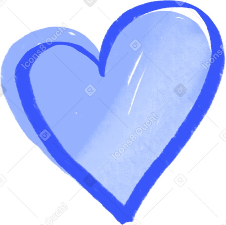 light blue heart with blue outline Illustration in PNG, SVG