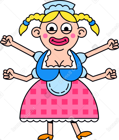 Girl character with four arms PNG, SVG