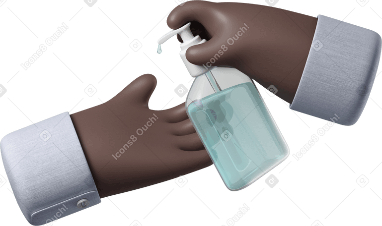 3D Mani di pelle nera con disinfettante PNG, SVG