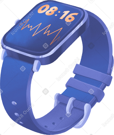 blue smart watch PNG, SVG