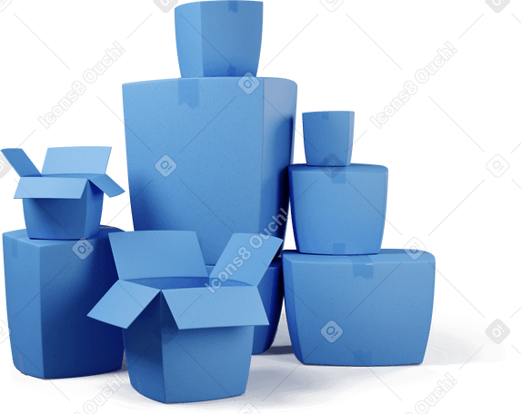 3D 青い箱の山 PNG、SVG