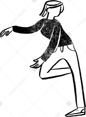 black and white woman standing on one leg with her hands around something PNG, SVG