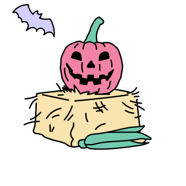 A pumpkin, a haystack, corn and a bat PNG, SVG