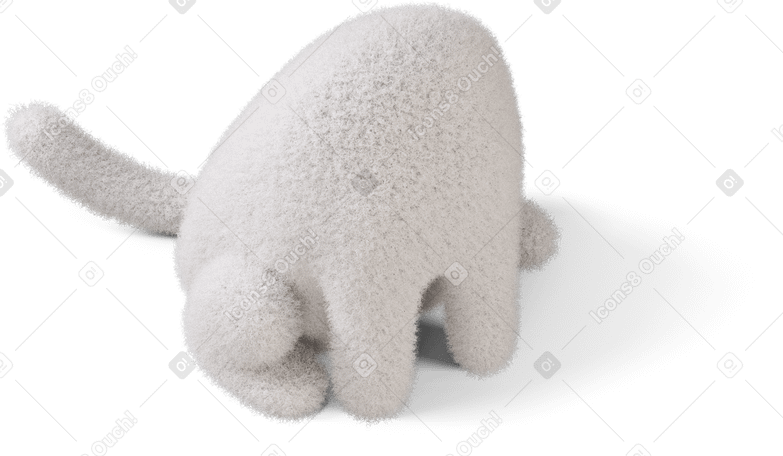 3D Three-quarter top view of a fluffy sitting body turned right PNG, SVG