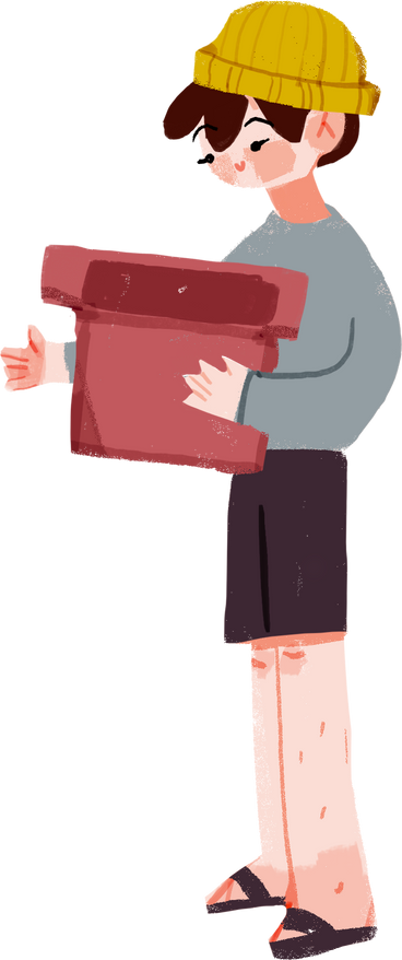 Boy holding an empty box PNG、SVG