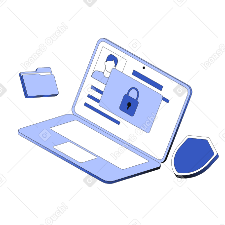 Конфиденциальность и безопасность данных на ноутбуке в PNG, SVG