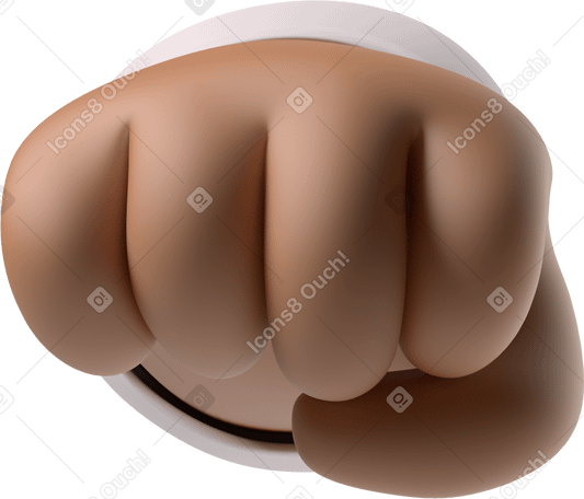 3D Oncoming fist of a brown skin hand PNG, SVG