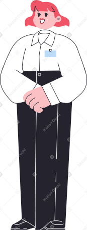 smiling woman with staff badge PNG, SVG