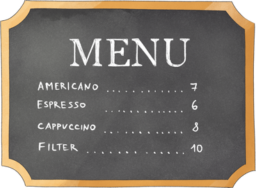 chalk board with menu PNG, SVG