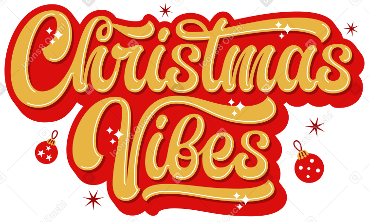 lettering christmas vibes with stars and christmas decor Illustration in PNG, SVG