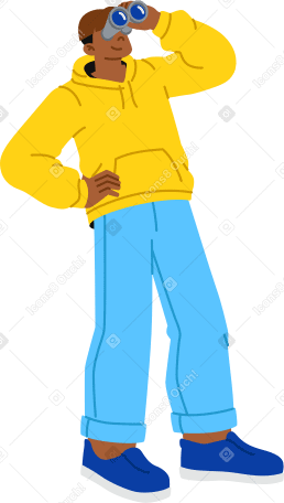 Молодой человек с биноклем в PNG, SVG