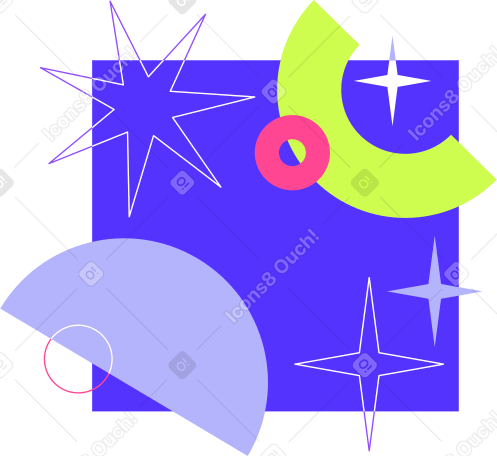 Fundo abstrato com estrelas e círculos PNG, SVG