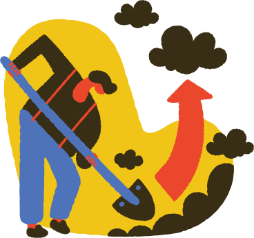 Человек с лопатой загружает в облако в PNG, SVG
