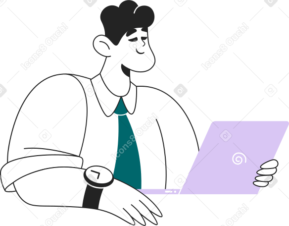 man with laptop Illustration in PNG, SVG
