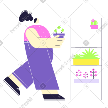 建造垂直花园的女人 PNG, SVG