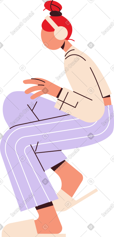 坐着的穿着拖鞋的年轻女子 PNG, SVG