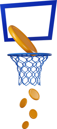 Money falling through basketball hoop Illustration in PNG, SVG
