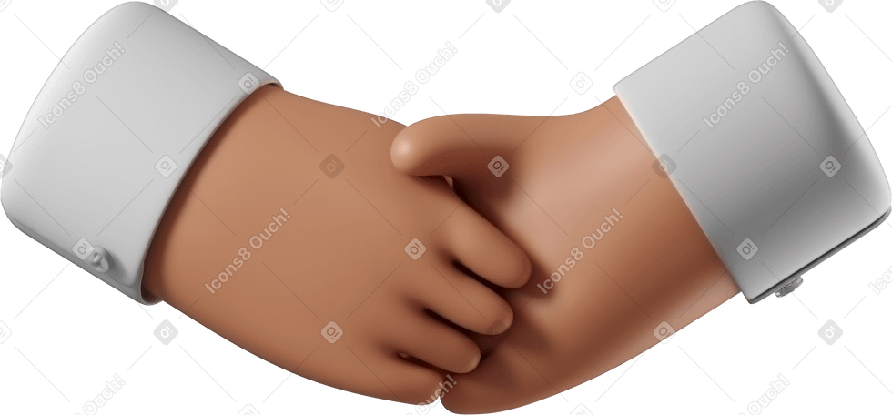 3D Handshake of tanned skin hands PNG, SVG