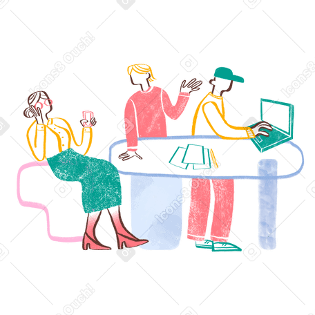 Coworkers in a office space Illustration in PNG, SVG