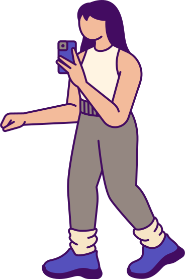 lady with a mobile phone in her hand PNG, SVG