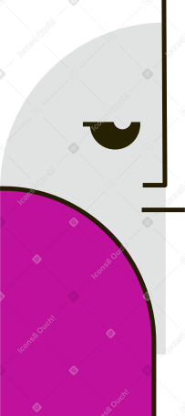 half face and purple shape Illustration in PNG, SVG