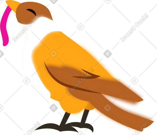 bird with a worm PNG, SVG