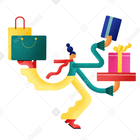 Girl made purchases with a credit card Illustration in PNG, SVG