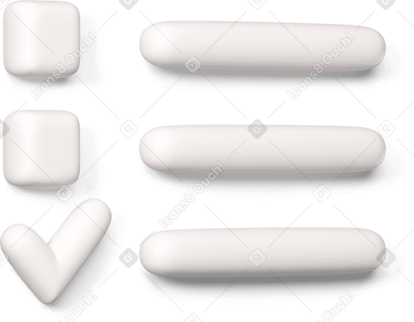 3D White checklist with one done item turned to the right Illustration in PNG, SVG