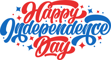 Schriftzug „happy independence day“ mit funkelndem text PNG, SVG