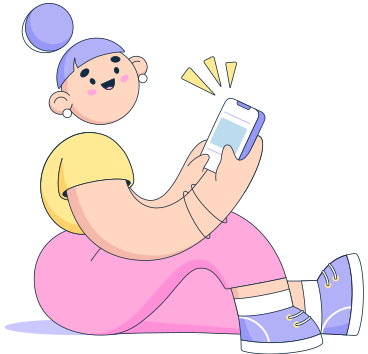 Illustration animée Femme avec smartphone aux formats GIF, Lottie (JSON) et AE
