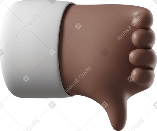 3D Brown skin hand giving a dislike PNG, SVG