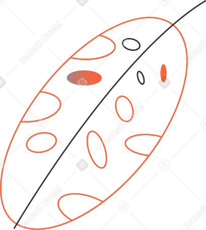 red outline leaf with black stem Illustration in PNG, SVG