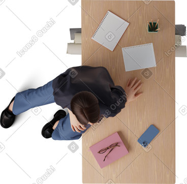 Top view of young woman sitting on coffee table PNG, SVG