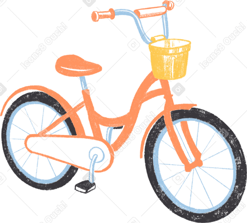 Bicicleta naranja con cesta amarilla PNG, SVG
