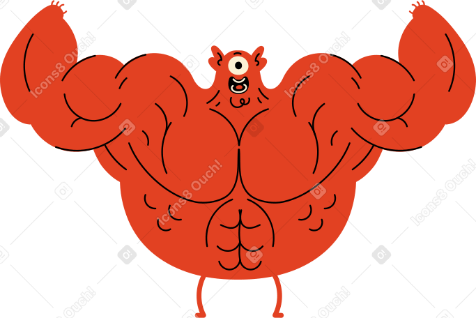 red jock character with huge muscles Illustration in PNG, SVG