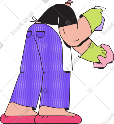 Man in an apron with a rag PNG, SVG