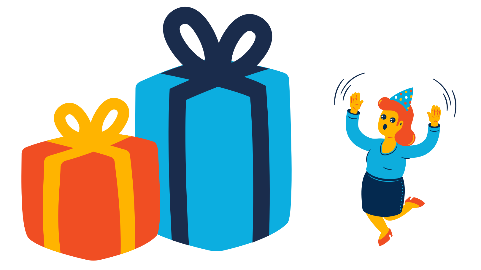 Woman received a very big gift Illustration in PNG, SVG