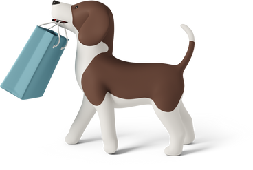 dog walking with grocery bag PNG, SVG