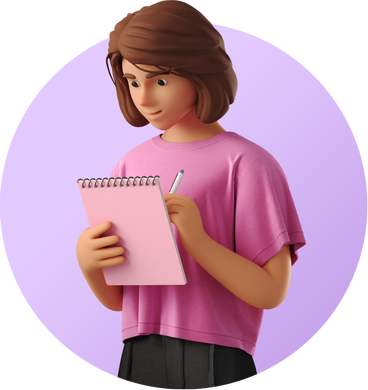 Young woman writing in a notepad PNG、SVG