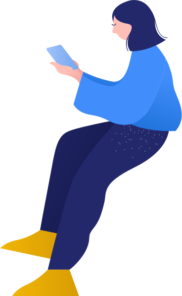 Sitting woman with mobile phone PNG, SVG