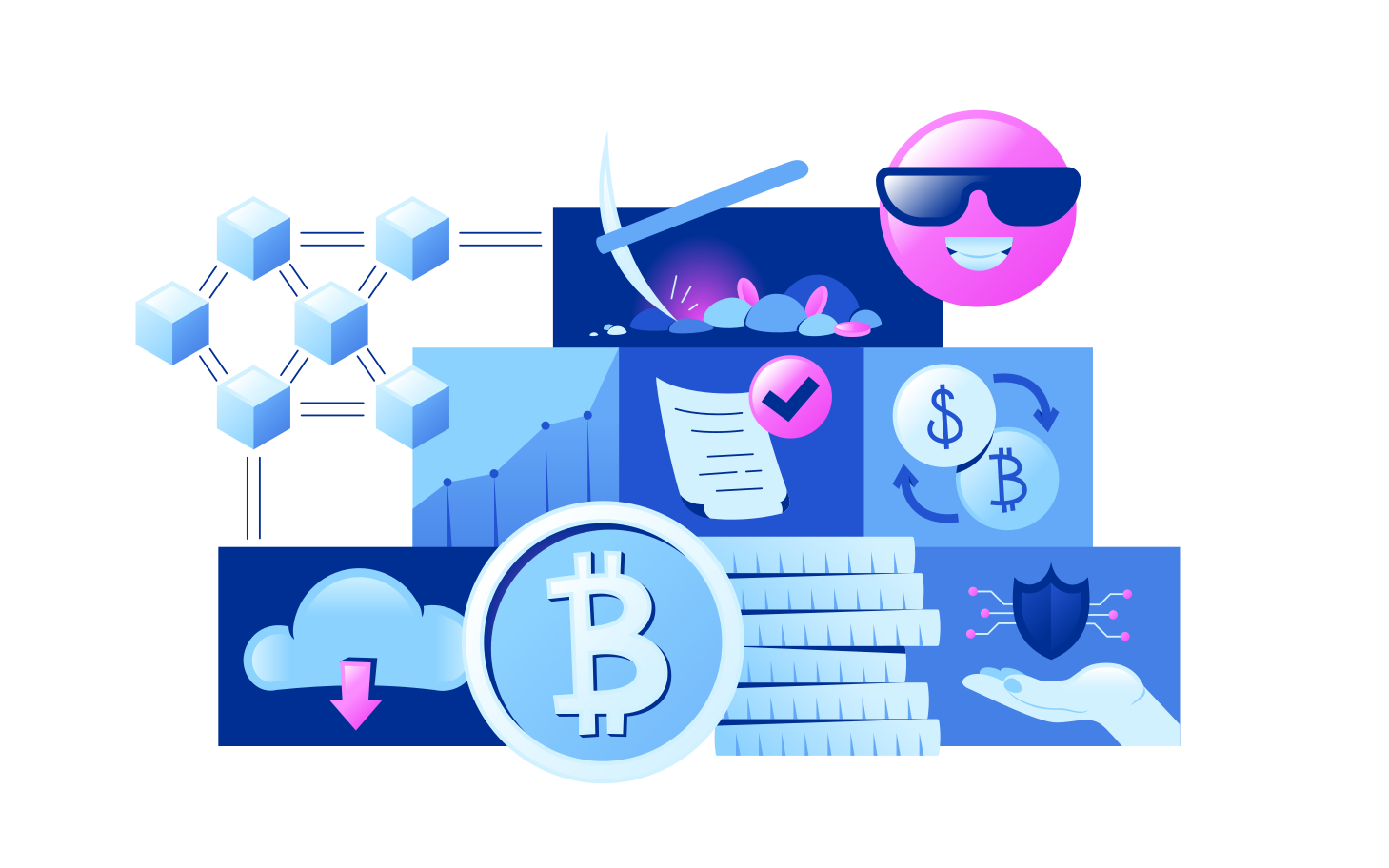 Cryptocurrency Illustration in PNG, SVG