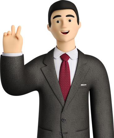 businessman in black suit with peace sign hand PNG, SVG