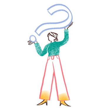 Woman standing with a question mark PNG, SVG