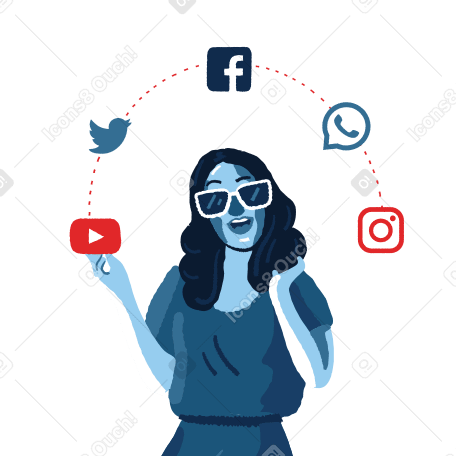 Social Media Addiction Illustration in PNG, SVG