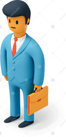 3D Close up of businessman with briefcase Illustration in PNG, SVG