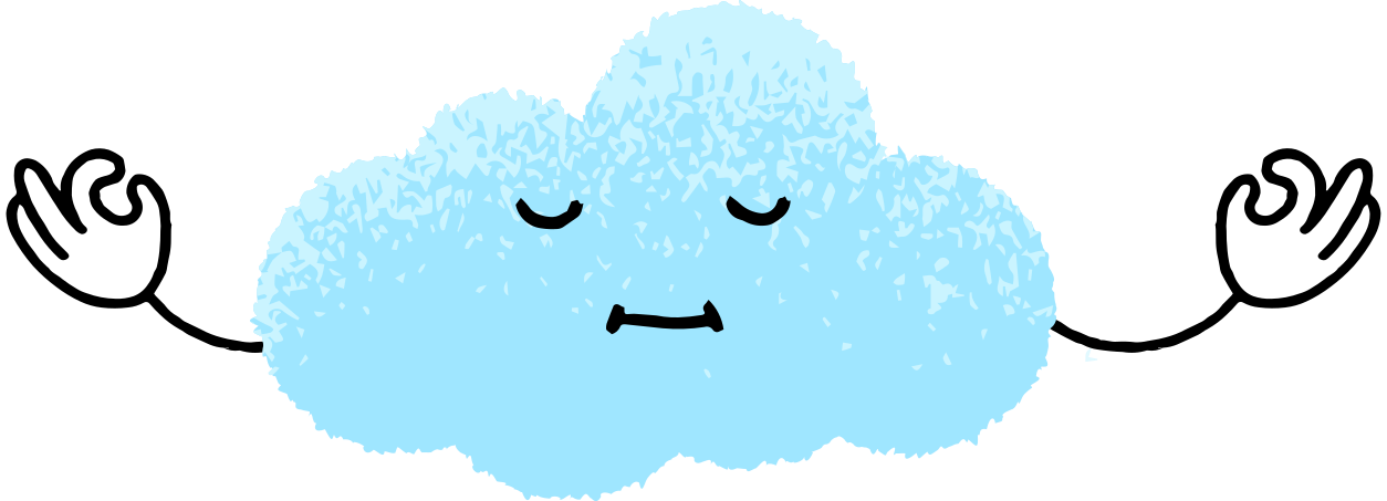 cloud with hands and face is meditating Illustration in PNG, SVG