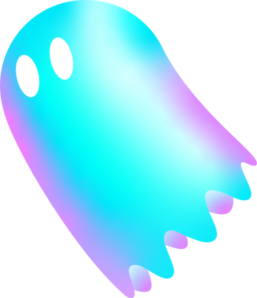 blue ghost with glowing eyes PNG, SVG
