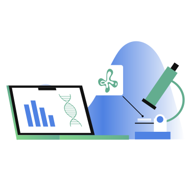 Biotech laboratory with microscope and laptop PNG, SVG
