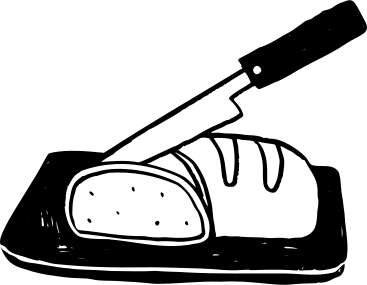 Bread cut with a knife PNG, SVG