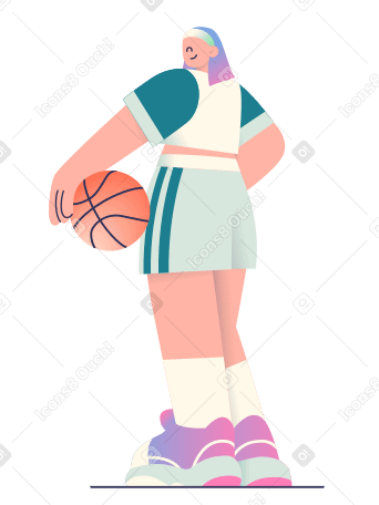 Young woman standing with a ball PNG, SVG